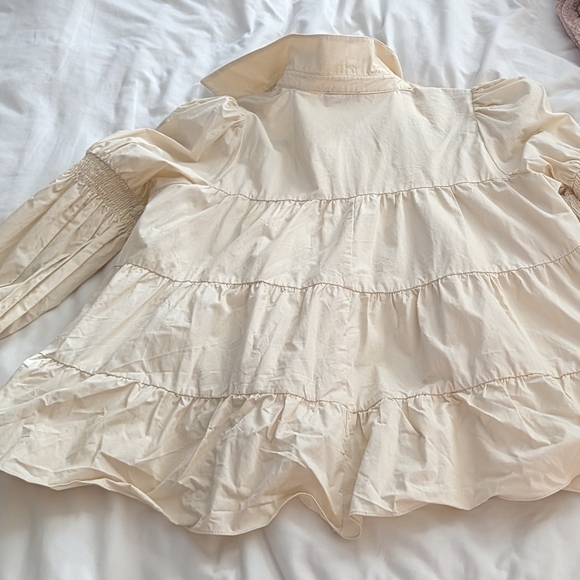 Women's Cream Ruffled Jacket - Picture 5 of 6